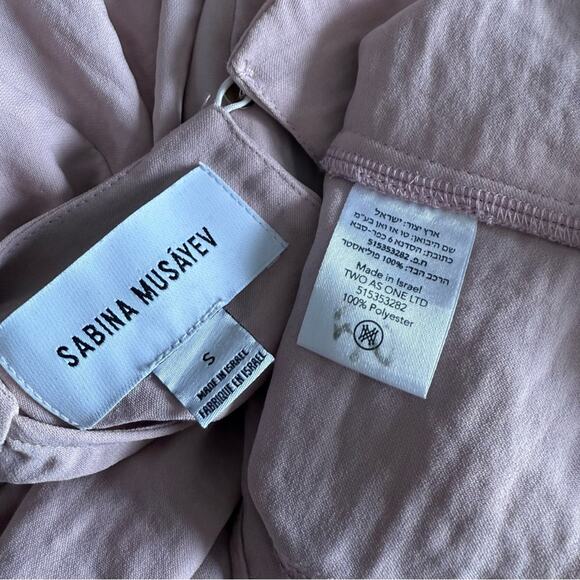 Sabina musayev Ruffled Pink mini Dress Short sleeve tie waist small sundress S - Picture 6 of 7